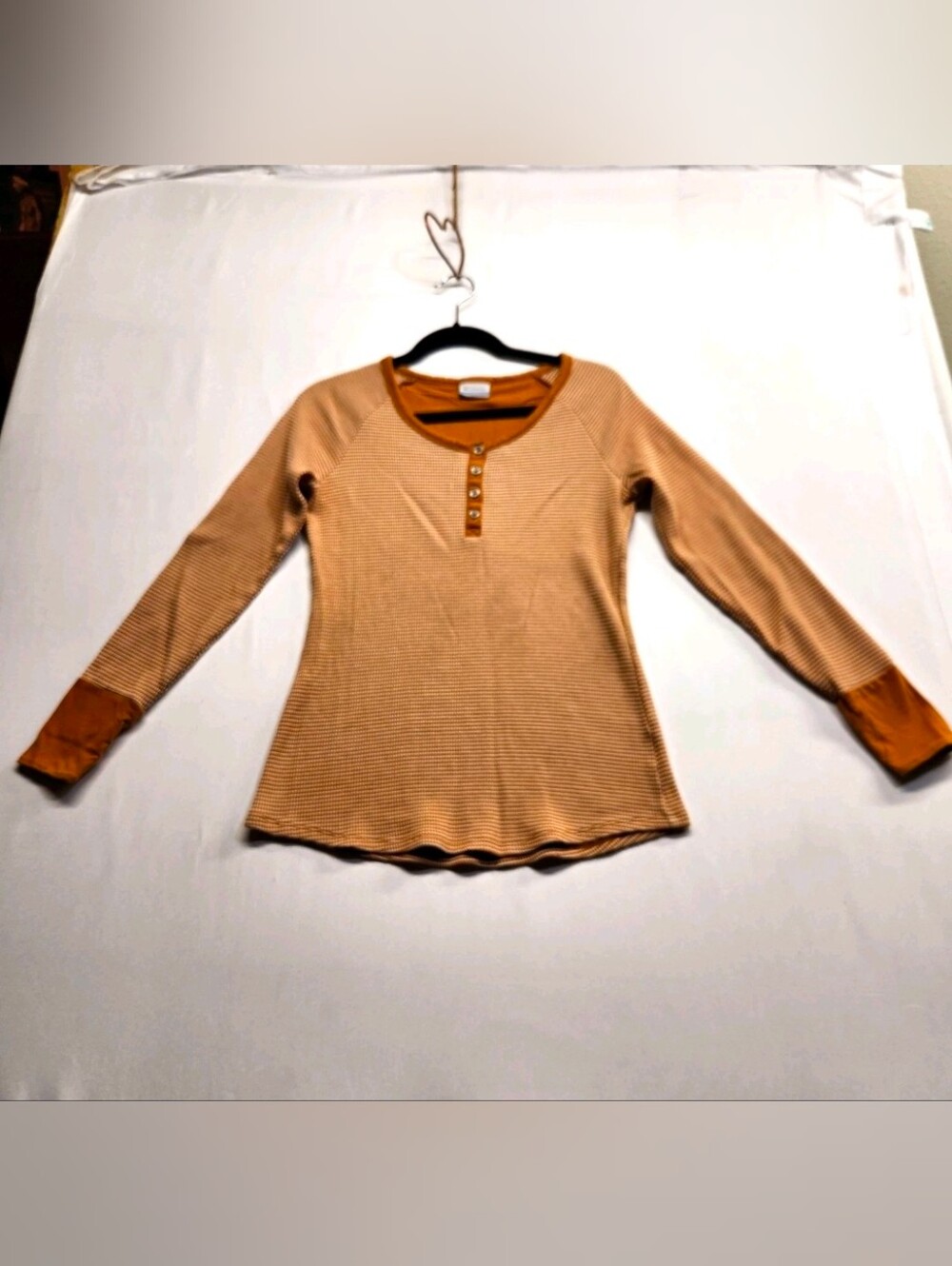 ⭐️Columbia Along The Gorge Waffle Knit Thermal Henley Stripe Top Large